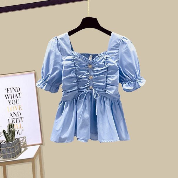 Women's Clothing Suit For Women New French Sweet Chiffon Shirt Denim Skirt Two Piece Suit_ecoleips.com