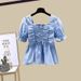Women's Clothing Suit For Women New French Sweet Chiffon Shirt Denim Skirt Two Piece Suit_ecoleips.com