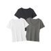 Women's Slim-Fit V-Neck Basic Tee Stretch Cotton Top Versatile Casual Style_ecoleips.com