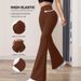 2026 New Solid Color Casual High Waist Yoga Trousers Elastic Sports Micro-pull Trousers_ecoleips.com