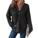 Women's Hoodie With Waffle Knit Design, Drawstring Button, V-Neck Long-Sleeve, Casual Sportswear_ecoleips.com