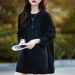 Women's Mid-length Sweatshirt That Covers The Buttocks, Autumn And Winter 2024 High-end Fleece-lined Thickened Loose_ecoleips.com