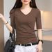 Black Medium-sleeved Top, Seven-quarter-sleeved Bottoming Shirt, Women's Spring And Autumn New T-shirt_ecoleips.com