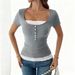 European American Style Two-piece Lace Top, New Summer Short-sleeve T-shirt For Women, Sweet And Spicy Girl Pure_ecoleips.com