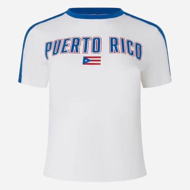 Women's Puerto Rico Flag Print Short Sleeve Jersey Top Breathable Polyester Sports Tee for Soccer Fans And Casual Wear_ecoleips.com