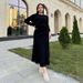 Women's Oversized Knit Sweater Dress – Long Sleeve Round Neck Pullover With Pleated Hem, Stretchy Polyester-Spandex Blend For Loungewear & Casual Chic_ecoleips.com