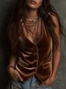 Aria Basics European And American Cross-Border New Women's Velvet Button Sexy Vest_ecoleips.com