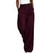 Women's High-Waisted Slim Fit Wide Leg Suit Pants Burgundy Flowing Trousers Regular Size For Spring Summer_ecoleips.com