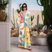 Women's Clothing fashion personality printed linen color matching holiday leisure tether suit_ecoleips.com