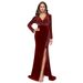 Women's Clothing Fashion Women's Sexy Arm Wrapped Deep V Hot Diamond Slit Dress New_ecoleips.com