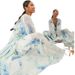 Women's Clothing Printed Chiffon See Through V Neck Long Sleeved Bohemian Dress_ecoleips.com