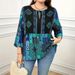 Women's Clothing Cross-border Bohemian Print Design Sweetheart Neckline 3/4 Sleeve Top_ecoleips.com
