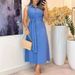 Women's Clothing Summer Medium Length Lapel Solid Color Sleeveless Dress_ecoleips.com