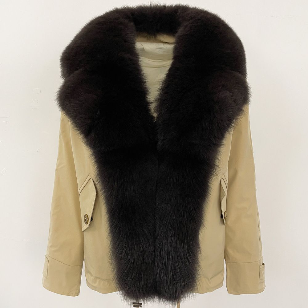 Women's Clothing Winter New Style Fur Fox Fur Collar Down Jacket Women's Short Thick Fashion Parka Coat_ecoleips.com