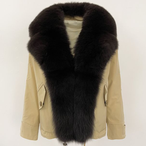 Women's Clothing Winter New Style Fur Fox Fur Collar Down Jacket Women's Short Thick Fashion Parka Coat_ecoleips.com
