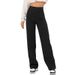 Women's Clothing Fashion Casual Straight High Waist Button Wide Leg Trousers_ecoleips.com