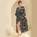 Voya Cross-border Printed Robe Set For Women, Summer Sexy Ice Mid-sleeve Plus-size Bathrobe, Silk Bridal Morning Robe,_ecoleips.com