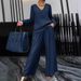 Women's Stretch Polyester Travel Pantsuit - Elastic Lounge Set With Long Sleeve & Trousers (10 Colors, S-5xl)_ecoleips.com
