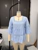Women's Clothing Women's Casual Square Neck Top Summer Solid Color Cotton Linen Blend Lace Trim Three Quarter Sleeve Short Length_ecoleips.com