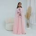 Voya Women's Cape Sleeve Gown - Premium Satin Pearl Chiffon Maxi Dress - Elegant High Street Fashion For Wedding Guest, Formal Party & Evening Wear_ecoleips.com
