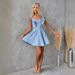 Women's Clothing Ladies Summer Fashion Leisure Flying Sleeves Backless Denim Dress_ecoleips.com