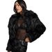 Faux Fox Fur Jacket Women's Winter Coat Short Padded Faux Fur Coat With Notched Lapel, Warm Fluffy Outerwear (Multiple Colors & Sizes)_ecoleips.com