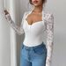 Spring New Arrival Women's Lace Trimmed Knitted T-Shirt Long Sleeved Slim Fit European American Style Cross Border Amazon_ecoleips.com
