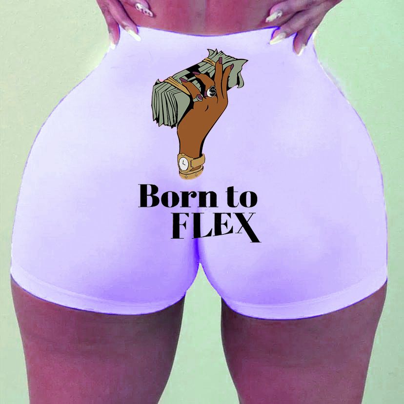 Women's Letter Print Hip Lifting Fitness Sports Casual Shorts_ecoleips.com