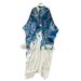 Women's Resort Print Patchwork Maxi Dress – Elegant A-Line Wrap Dress With Floral Design (One Size Fits Most)_ecoleips.com