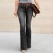 Women's Clothing Washed Jeans Street Fashion Flared Pants Trousers Mid Waist Jeans_ecoleips.com