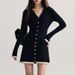 Women's High-Waisted Short Fitted Dress French Style V Neck Long Sleeves Sexy Alluring Versatile Stylish Autumn Clothing_ecoleips.com