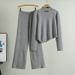Women's Clothing Fashion Knitted Suit Irregular Turtleneck Sweater Casual Wide Leg Pants Two Piece Suit For Women_ecoleips.com
