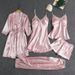 Silky Seduction 5-Piece Set – Satin-Like Sleepwear For Women (S-XXXL)_ecoleips.com