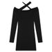 Women's Off-Shoulder Long Sleeve Mini Dress Black Fitted Summer New Style Sexy Clothing_ecoleips.com