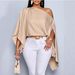 Women's Casual Off-Shoulder Blouse Elegant Solid Color Loose Batwing Sleeve Top For Office Lady Street Fashion_ecoleips.com