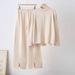 Women's Autumn/Winter Two Piece Set European American Style Loose Pullover Sweater And Slit Wide Leg Pants Solid Color Knitted Suit_ecoleips.com
