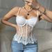 Women's Sexy Fishtail Bra With Underwire Lace Trim See Through Patchwork Design Camisole Corset_ecoleips.com