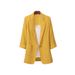 Korean Style Loose Women's Blazer Summer Thin Casual Oversized Suit Jacket With Notched Lapel & 3/4 Sleeve_ecoleips.com
