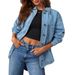 Women's Oversized Boyfriend Style Denim Jacket Long Sleeve Two Piece Design For European And American Markets Suitable_ecoleips.com