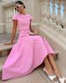 European And American 2025 Summer Women's Clothing Solid Color Button Short Sleeved Top Button Long Skirt Two Piece Suit_ecoleips.com