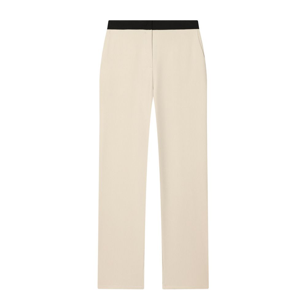 Women's European American Style Color Block Trim Pant Set Short Sleeve Suit Jacket Casual Trousers Fashionable Export Clothing_ecoleips.com