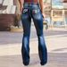Women's Slim Fit Stretch Denim Jeans – High Waist Comfortable Casual Jeans With Embroidery Detail_ecoleips.com