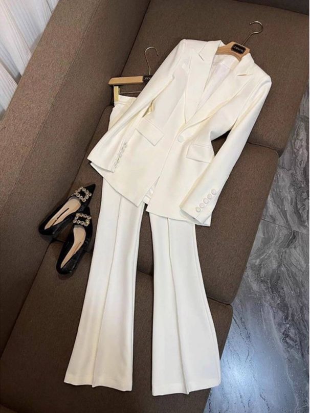 Women's Clothing High End Professional Commuter Suit Spring And Autumn Temperament Slim Suit Flared Pants Two Piece Suit_ecoleips.com