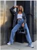Women's Flared Denim Jeans – Trendy Wide-Leg Cotton Pants For Autumn Classic Washed Blue Hue_ecoleips.com