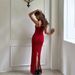 Women's French Style High End Red Lace Strapless Suspender Dress Slim Bodycon Long Skirt Casual Ankle-Length Summer Fashion_ecoleips.com