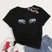 Women's Casual Black T-Shirt Simple round Neck Short Sleeve Breathable Cotton Polyester Top European American Fast Fashion_ecoleips.com
