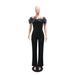 Women's Clothing Women's Fashion Sleeveless Jumpsuit Pure Black Three Dimensional Floral Print Sexy Design For Formal & Casual For Women_ecoleips.com