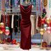 Elegant Glitter Bodycon Slit Dress With Stacked Neckline For Cocktail Party Wedding Banquet_ecoleips.com