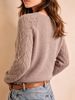 Dusty Purple V Neck Pit Rib Knit Jumper, Loose Hollow Breathable Soft Skin-touch Lantern Long Sleeve Sweater_ecoleips.com
