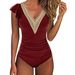 Women's Clothing Swimsuit Solid Color Flying Sleeve One Piece Swimsuit_ecoleips.com